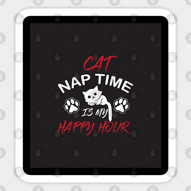 cat nap time is my happy hour Sticker by Designdaily